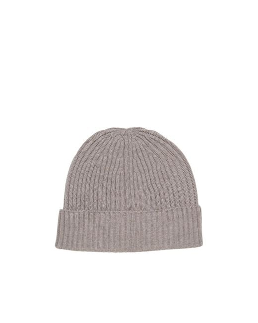 Brunello Cucinelli Gray Ribbed Knit Hat for men