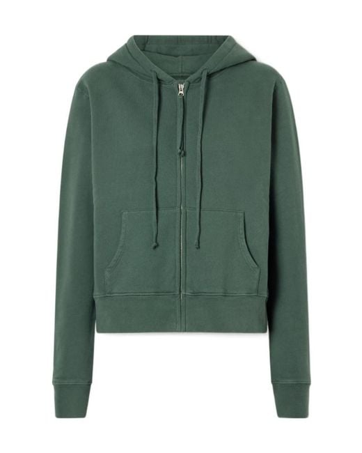 Nili Lotan Green Cotton-Jersey Zip-Up Hoodie