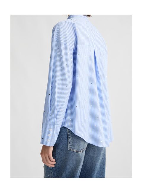 Liu Jo Blue Embellished Pinstriped Shirt