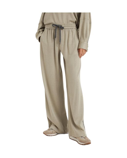 Brunello Cucinelli Natural Drawstring Waistband Relaxed-Fit Pants