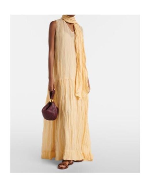 Plan C Metallic Scarf-Detail Cotton-Blend Maxi Dress
