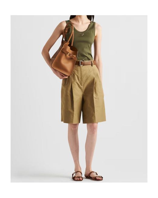 Prada Green Logo Plaque Sleeveless Tank Top