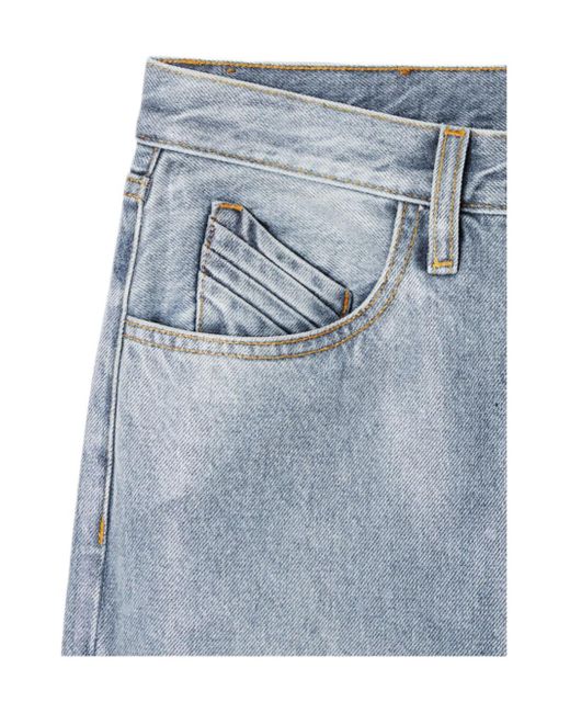 The Attico Blue The Logo Embroidered Distressed Jeans