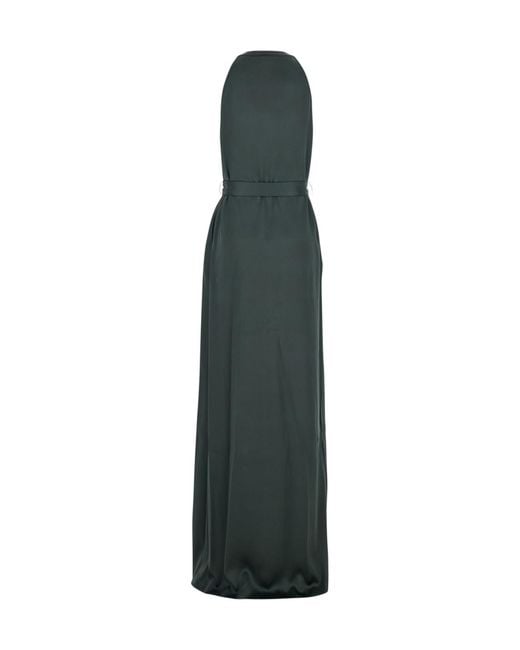 Tom Ford Green Sleeveless Long Dress With Halterneck And Front Belt