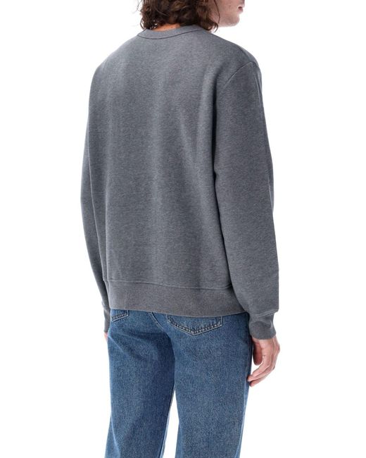A.P.C. Blue Logo Printed Crewneck Sweatshirt for men