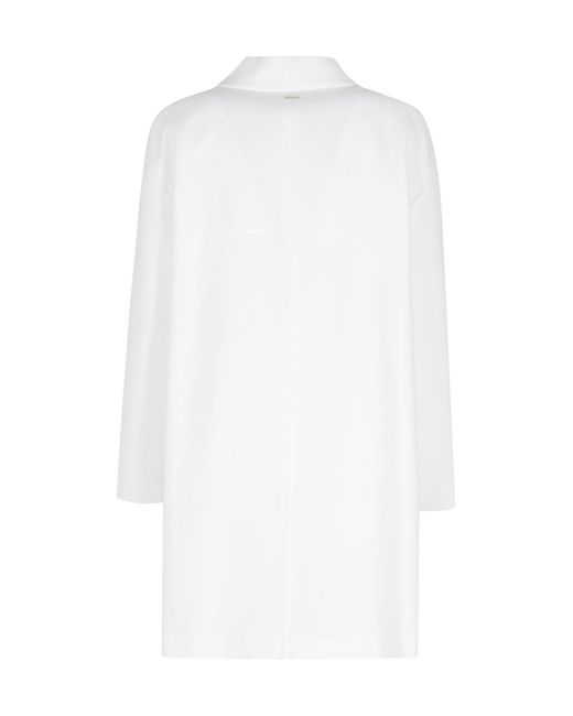 Herno White Single-Breasted Long Jacket