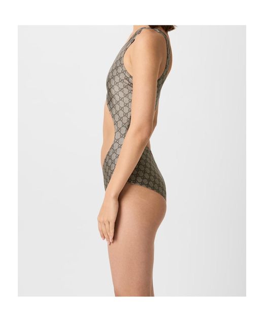 Gucci Gray Gg Jersey One-Piece Swimsuit