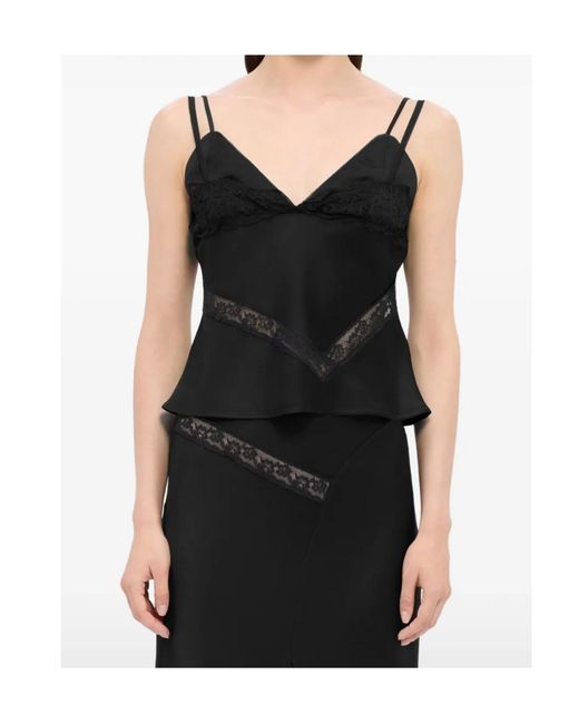 MSGM Black Lace Trim Camisole Top