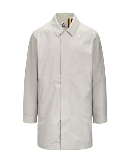 K-Way Gray Button-Fastening Storm Jacket for men
