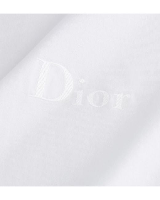 Dior White Homme Logo Embroidered Short-Sleeved T-Shirt for men