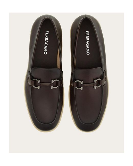 Ferragamo Black Gancini Decorative Loafers for men