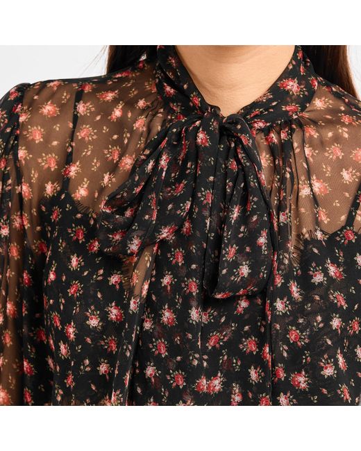 Dolce & Gabbana Gray Tie Long Sleeve Blouse