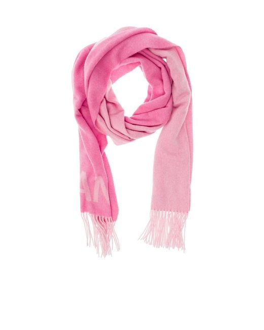 Ganni Pink Wool Scarf