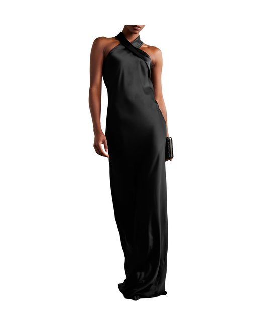Galvan Black Pandora Satin Gown