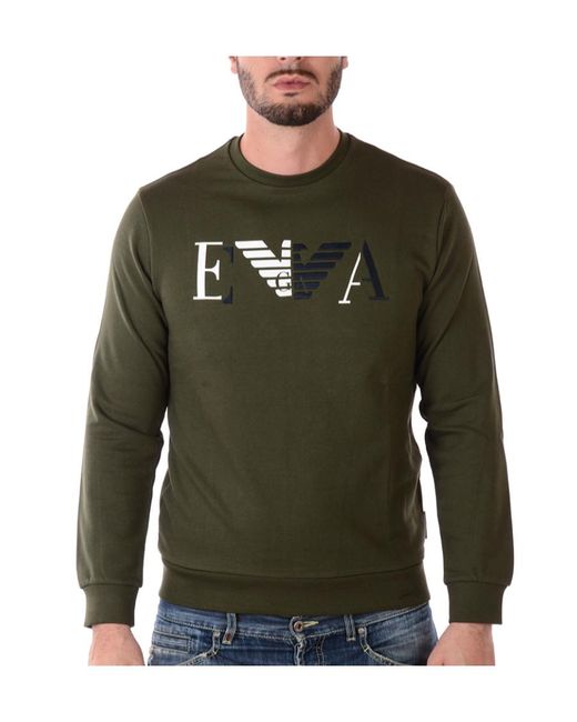 Emporio Armani Green Logo Round-Necked Sweater for men