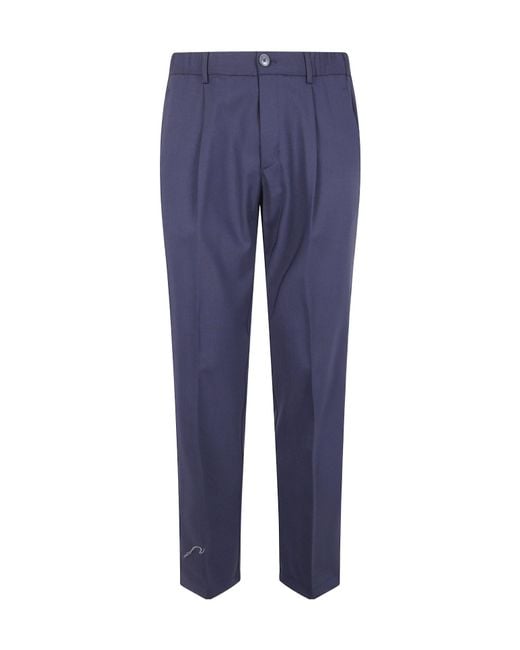 Herno Blue Elasticated Waist Pleated Trousers for men