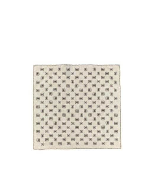 Brunello Cucinelli Natural Reversible Pocket Square for men