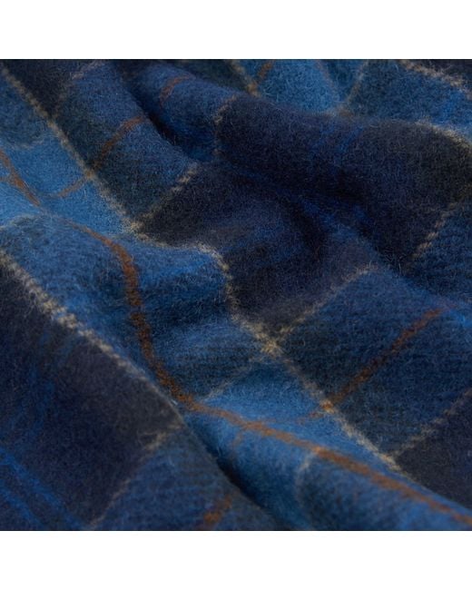 Barbour Blue Plaid Wool Scarf for men