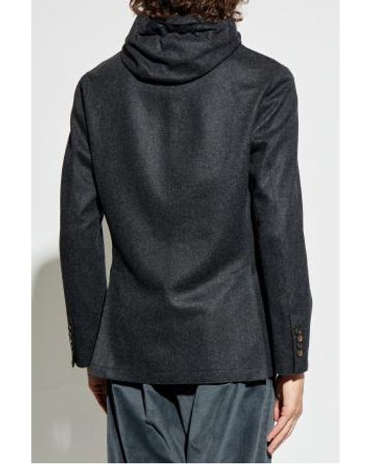 Eleventy Black Blazer With Detachable Hood for men