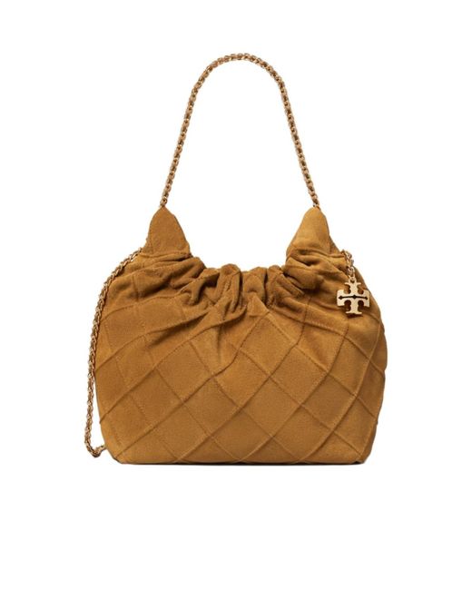 Tory Burch Brown Mini Fleming Soft Hobo Bag