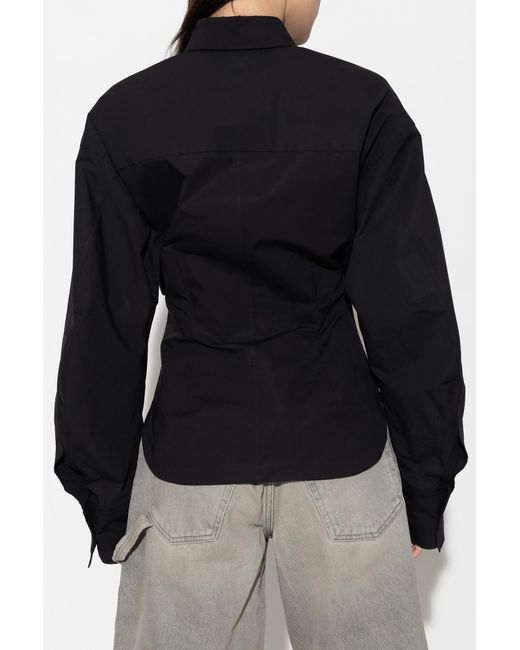 The Attico Black The Cut-Out Corset-Style Long Sleeved Shirt