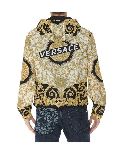 Versace Metallic Baroque Print Hooded Jacket for men