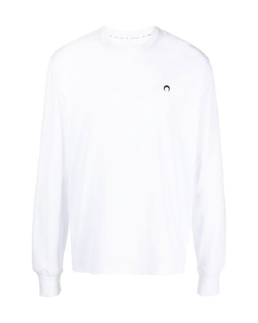 MARINE SERRE White Organic Cotton Long-Sleeve T-Shirt for men