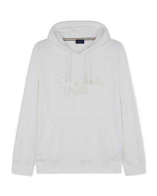 Paul & Shark White Logo-Embroidered Drawstring Hoodie for men