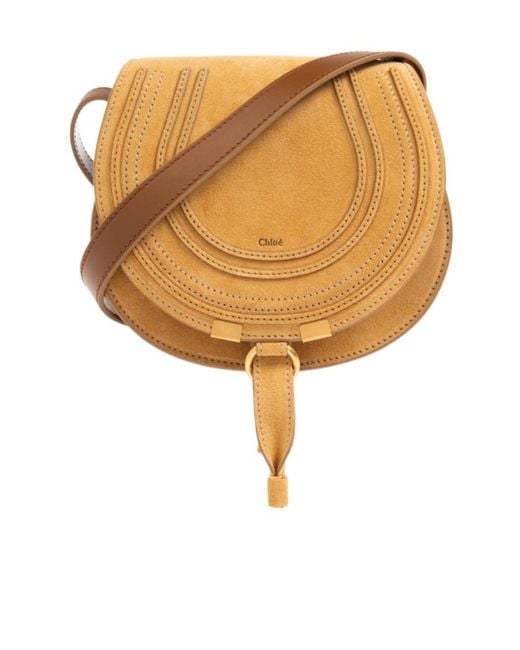 Chloé Natural Small Marcie Suede Crossbody Bag