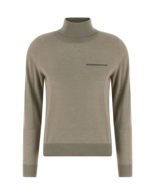 Peserico Green Jewel Pocket Turtleneck Sweater