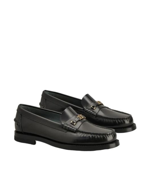Tod's Black Logo Plaque Slip-On Loafers