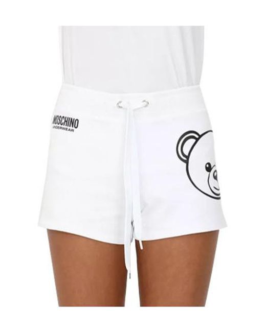 Moschino White Teddy Bear Printed Shorts