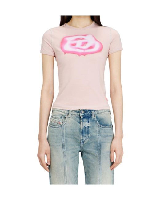 DIESEL Pink T-Uncuties-Long-S3 Printed T-Shirt