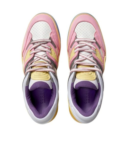 Gucci Pink Panelled Leather Sneakers