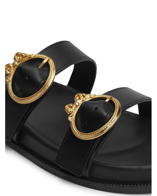 Dior Black Round-Toe Flat Sandals