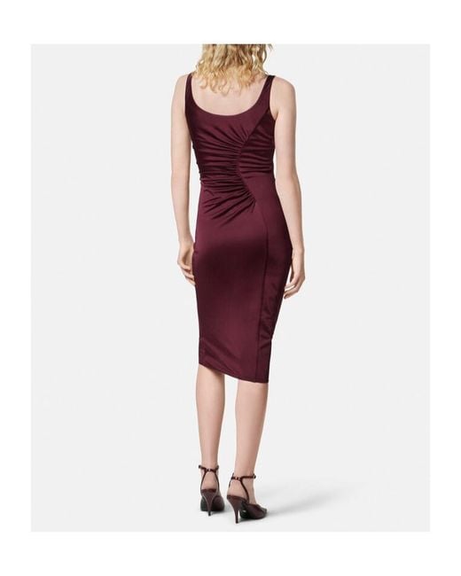 Versace Purple Ruched Jersey Midi Cocktail Dress