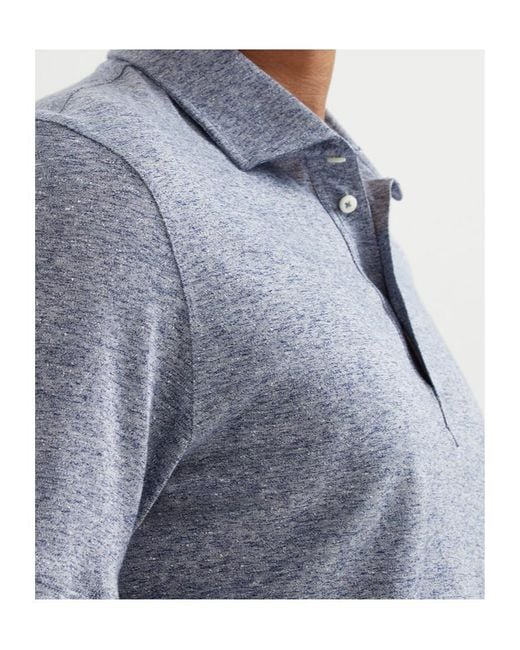 Brunello Cucinelli Blue Mélange-Effect Polo Shirt for men