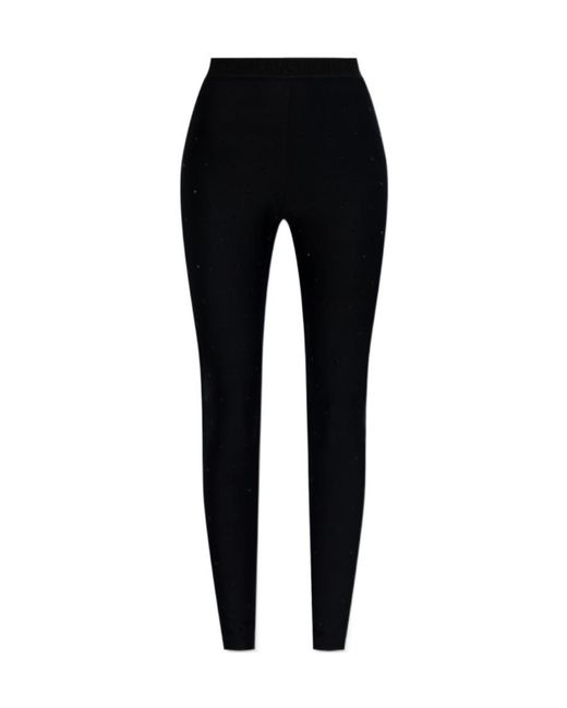 Versace Jeans Black Couture Rhinestone Embellished Leggings