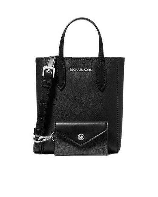 Michael Kors Black Vincent Extra-Small Saffiano Leather Crossbody Bag With Card Case