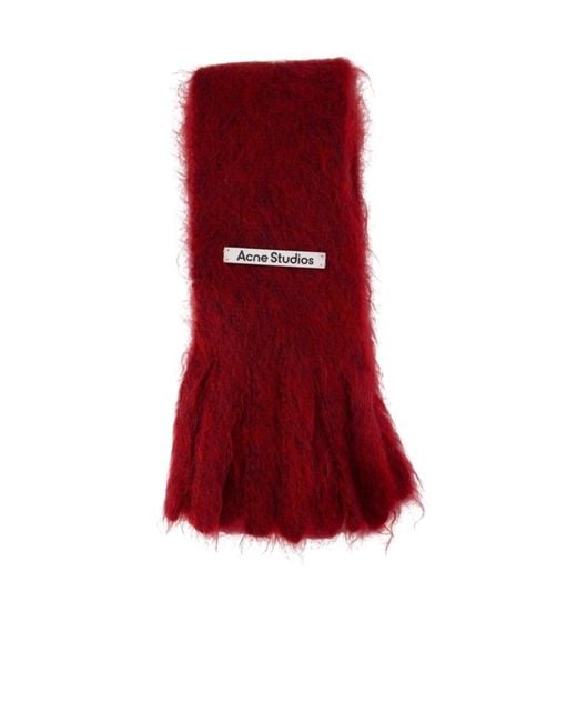 Acne Red Logo Scarf for men