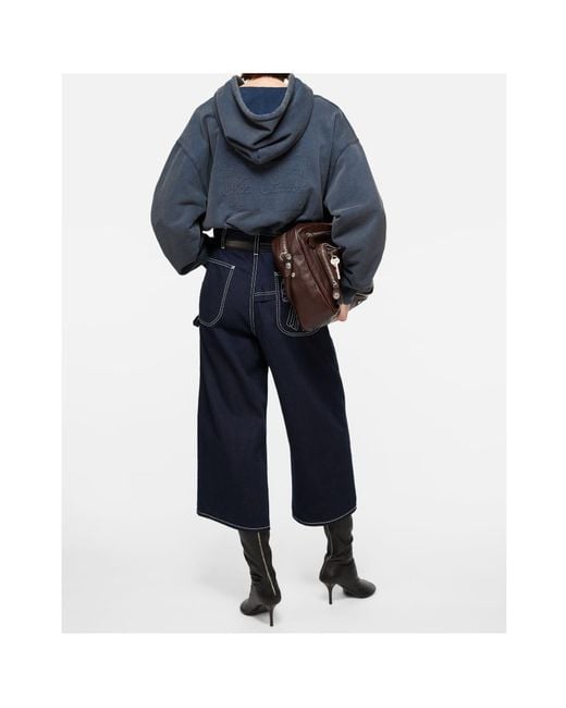 Acne Blue Zip-Up Drawstring Hoodie
