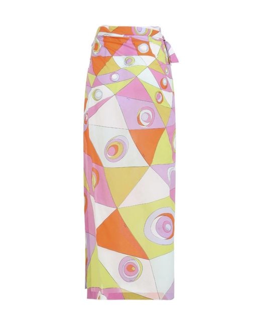 Emilio Pucci White Pucci Pattern-Printed Wrapped Maxi Skirt