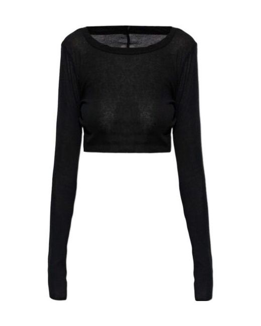 Rick Owens Black Long Sleeved Cropped Top