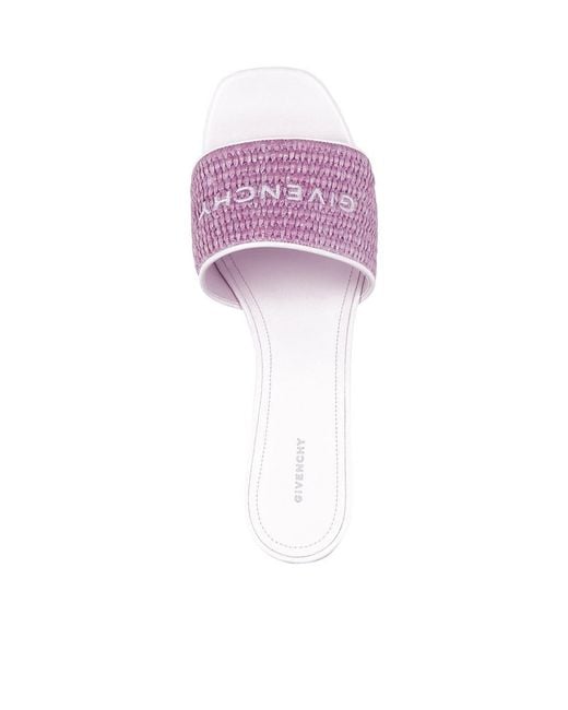Givenchy Pink Logo Embroidered Woven Slip-On Mules