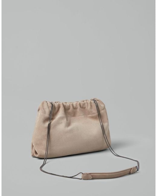 Brunello Cucinelli Natural Logo Printed Chain-Linked Shoulder Bag