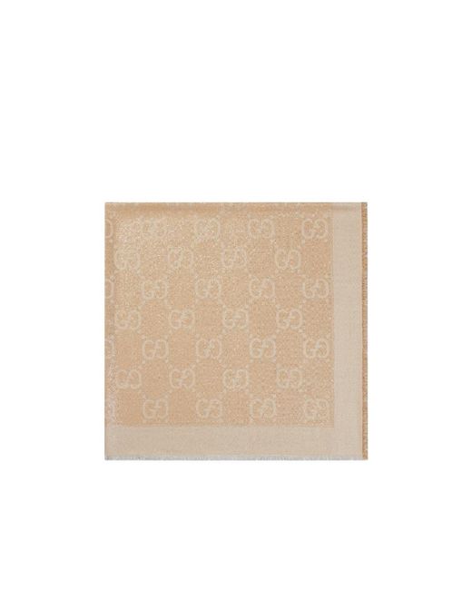 Gucci Natural Monogram Jacquard Frayed-Edge Scarf