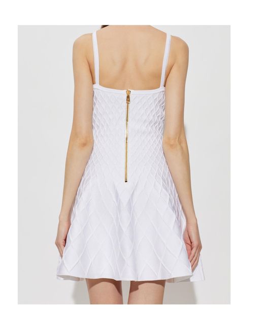 Balmain White Textured Strappy Dress