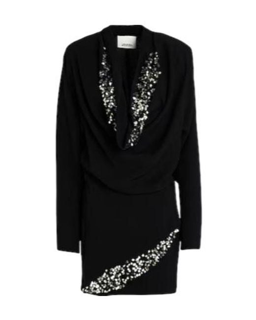 Isabel Marant Black Sequined Long-Sleeved Dress