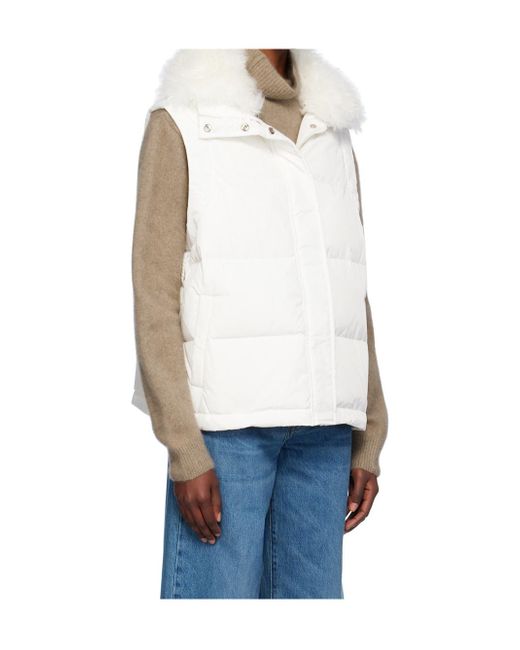 Yves Salomon White Quilted Zipper Down Jacket