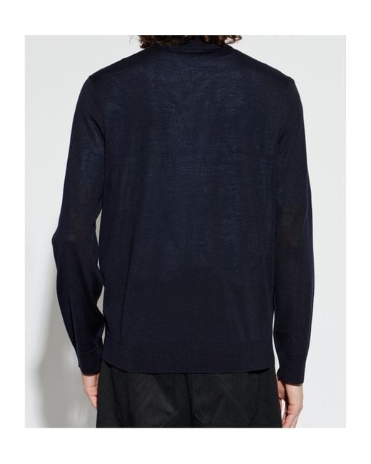 Paul Smith Blue Zip-Up Wool Cardigan for men